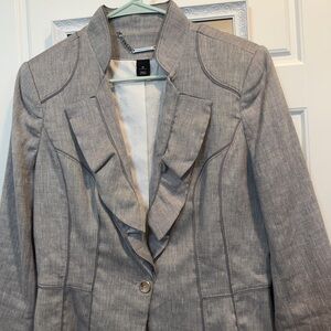 White House Black Market Gray lined Women's Blazer jacket size 10